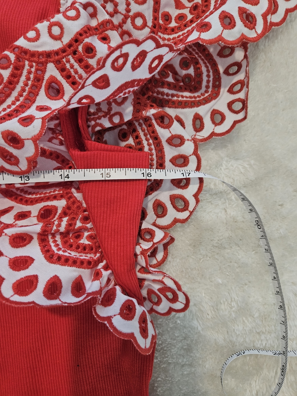 NWT Industry Red Embroidered Top Size S Lace Preppy Girlhoodcore Feminine Summer - Picture 5 of 8
